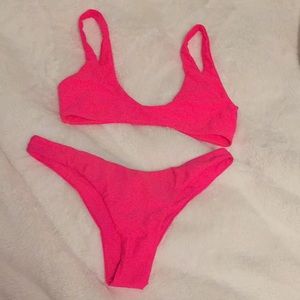 Hot pink neon bikini